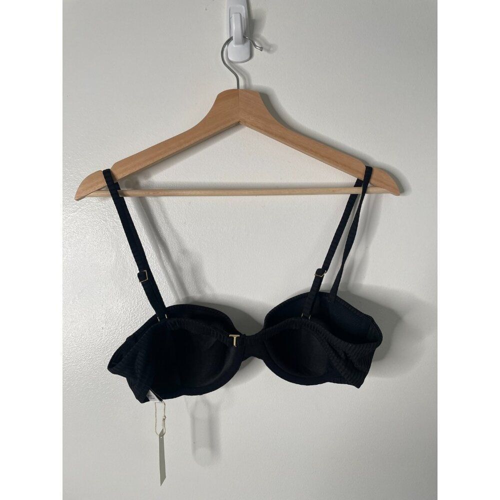 Madewell Balconette Bikini Top Womens Medium Black Ribbed Underwire Swimwear - Picture 3 of 9